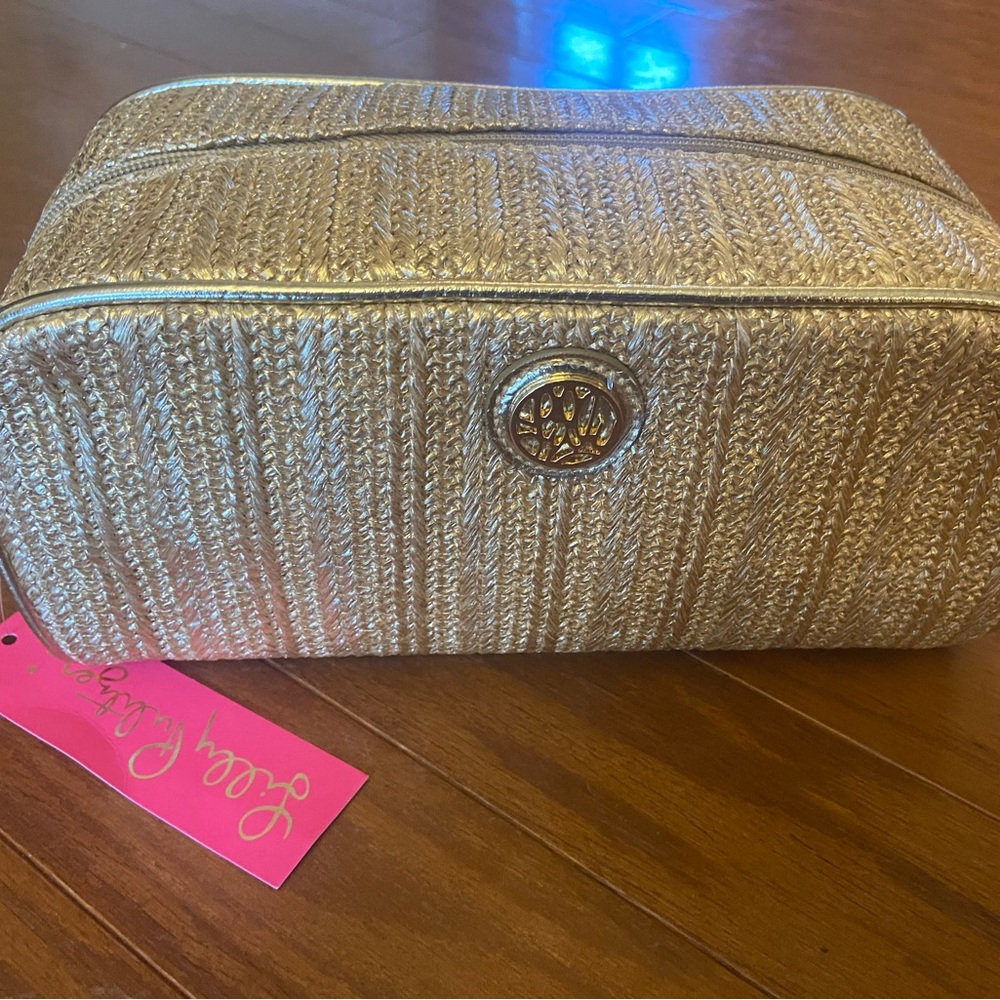 NWT Lilly Pulitzer Berkeley Straw Pouch Makeup Toiletry Travel bag
